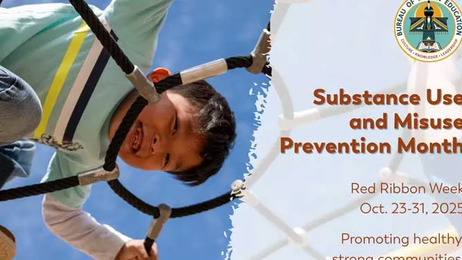 Red Ribbon advertisement about Substance Use and Misuse Prevention Month