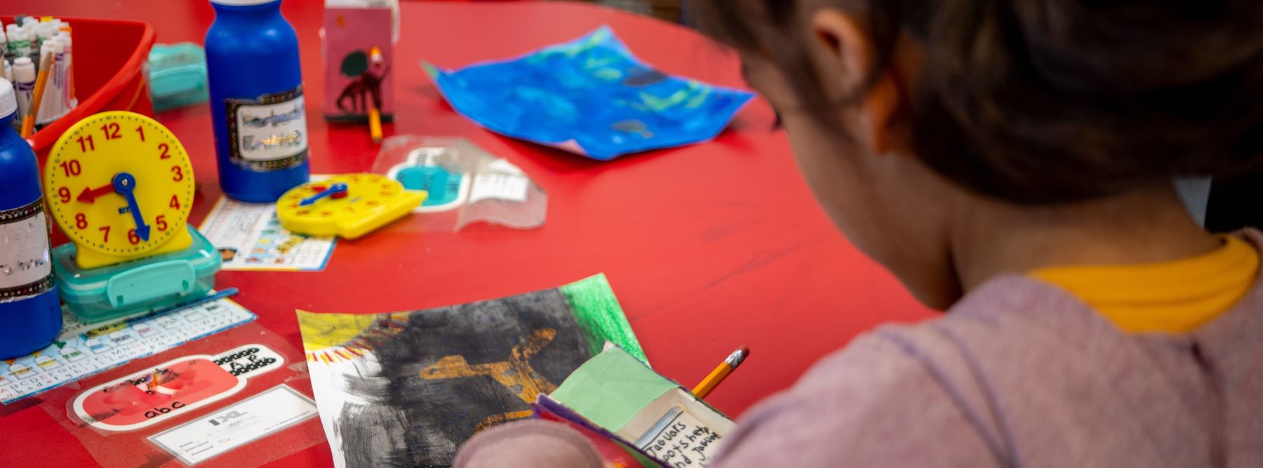 Student working on art project.